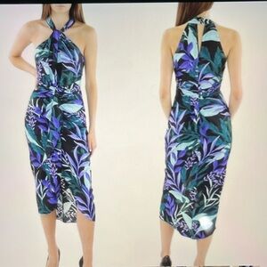 Kobi Halperin floral halter botanical silk Ruth midi dress size 6